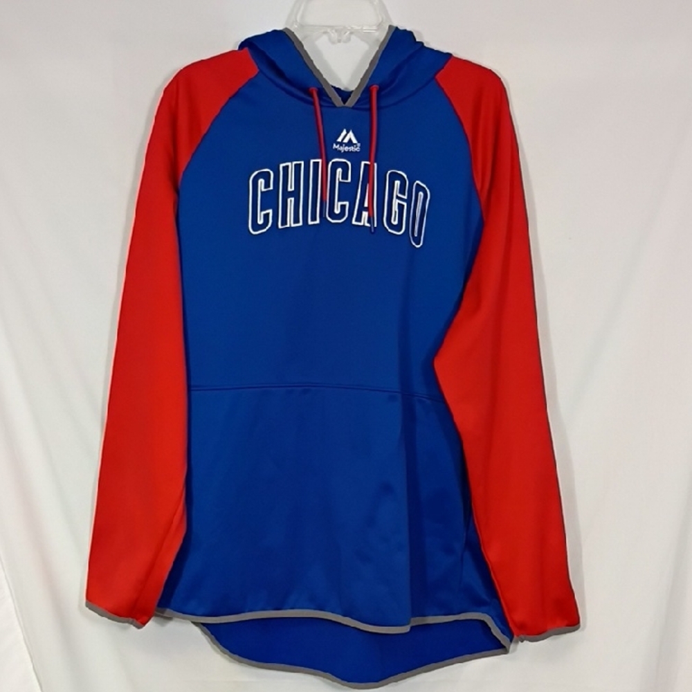 EUC Chicago Cubs Majestic Hoodie Red And Blue Mens Size 2XL Sports MLB